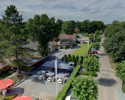 Aerial view of holiday park Landgoed De IJsvogel on the Veluwe
