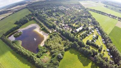 Aerial view of holiday park Molecaten het Landschap with the recreational lake