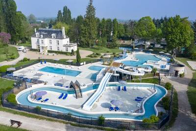 Various outdoor pools and slides in the swimming paradise of the Roompot Château des Marais