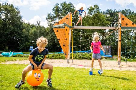 Kinderen aan het spelen in een speeltuin op camping De Witte Berg