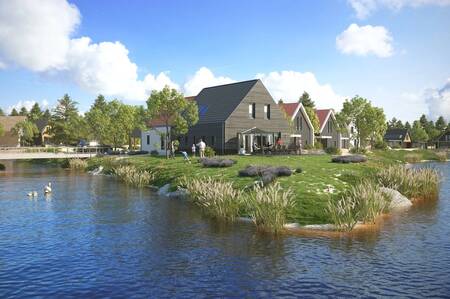 Vakantiehuizen met ruime tuin aan het water op vakantiepark Dormio Resort Nieuwvliet-Bad