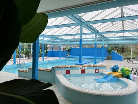 Het binnenbad met peuterbadje en glijbaantje op vakantiepark EuroParcs Maasduinen