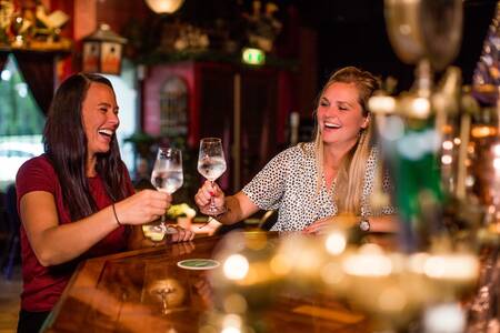 Twee vrouwen aan de bar in het restaurant van vakantiepark Topparken Bospark Ede